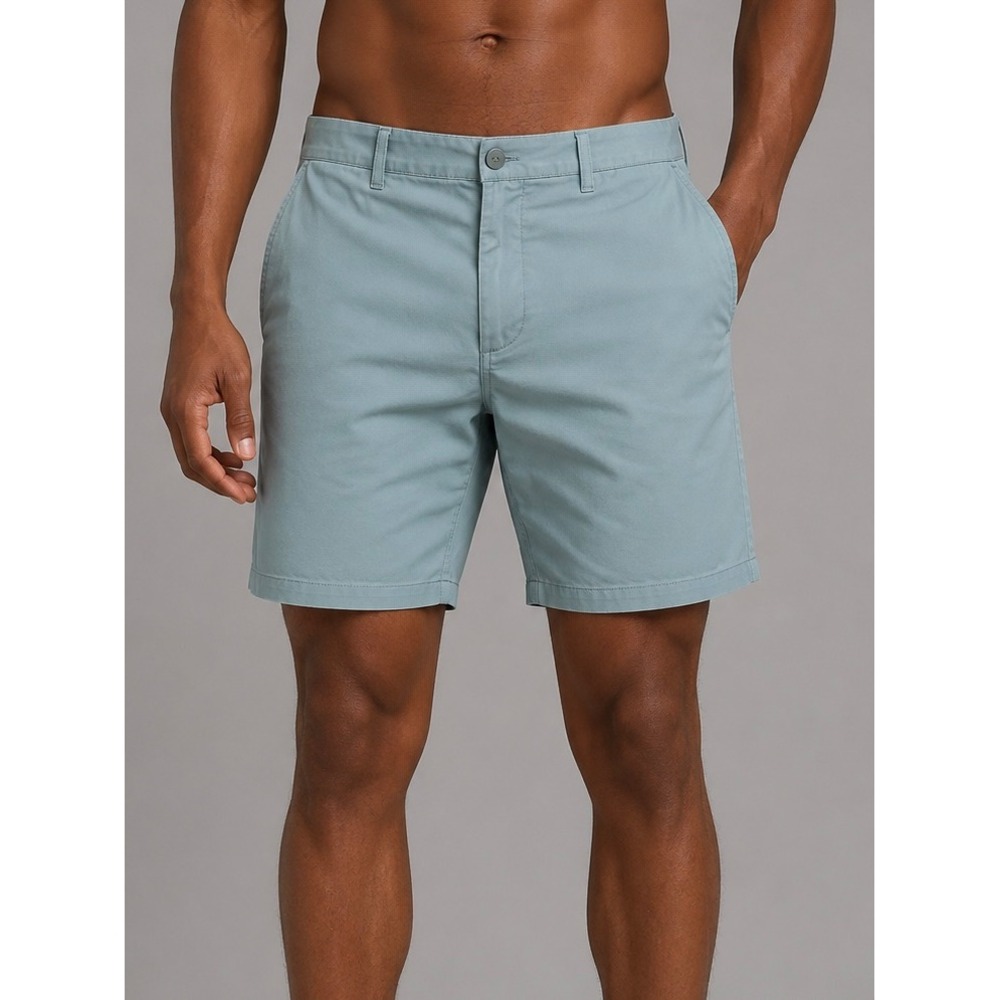 Calvin Klein Mens Performance Shorts W33 Slate Blue Grey Flat Front S421-0001